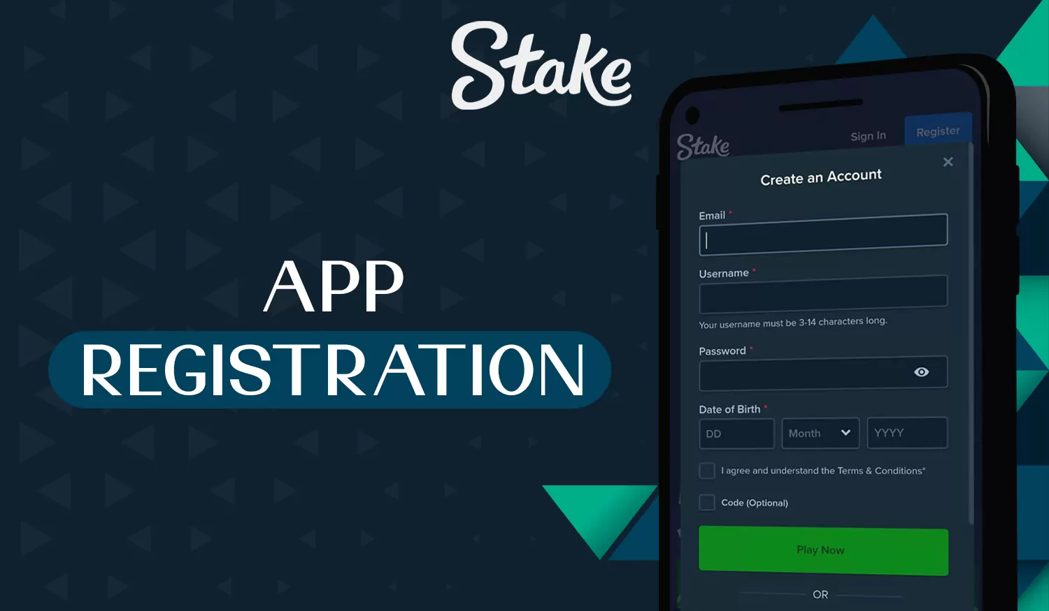 Registration and Deposit in Mobile App STAKE CASINO