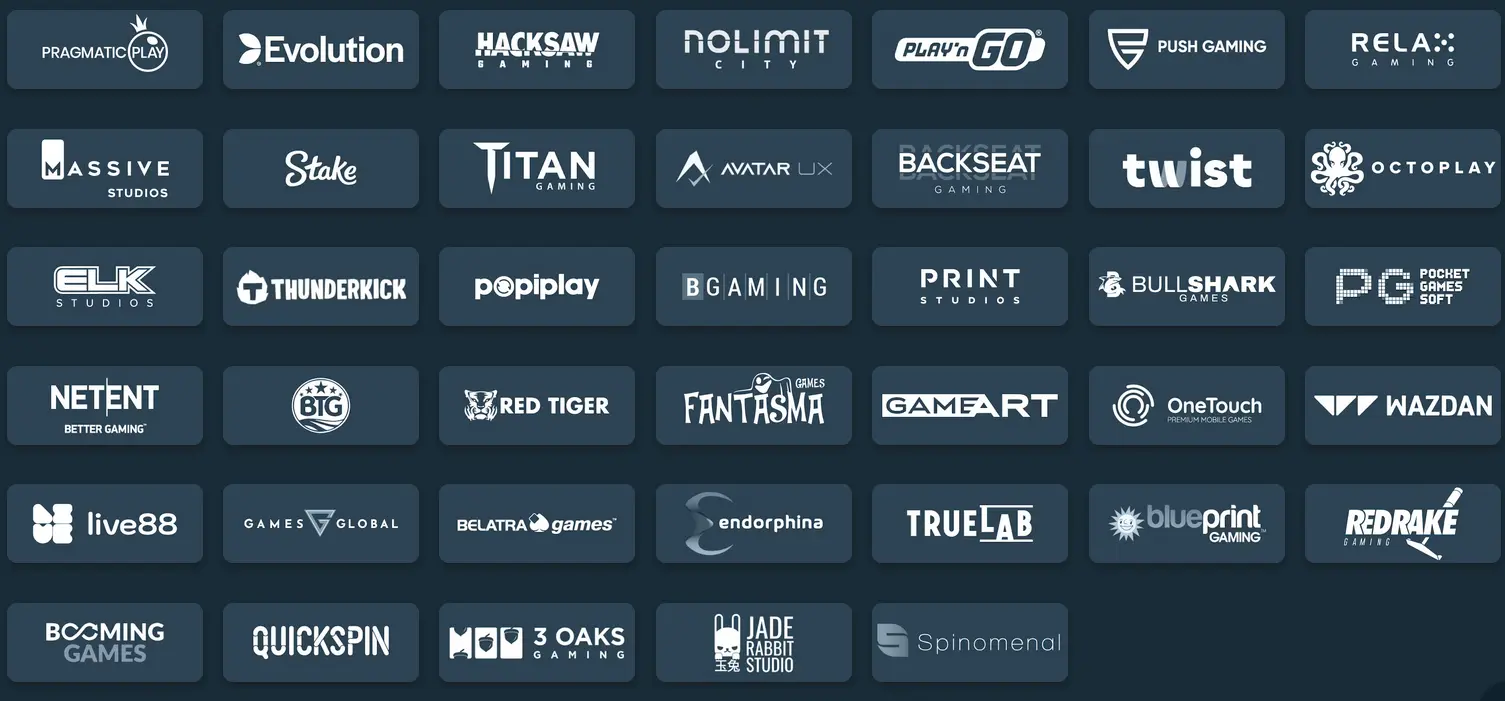 Slots providers logos for slots STAKE CASINO