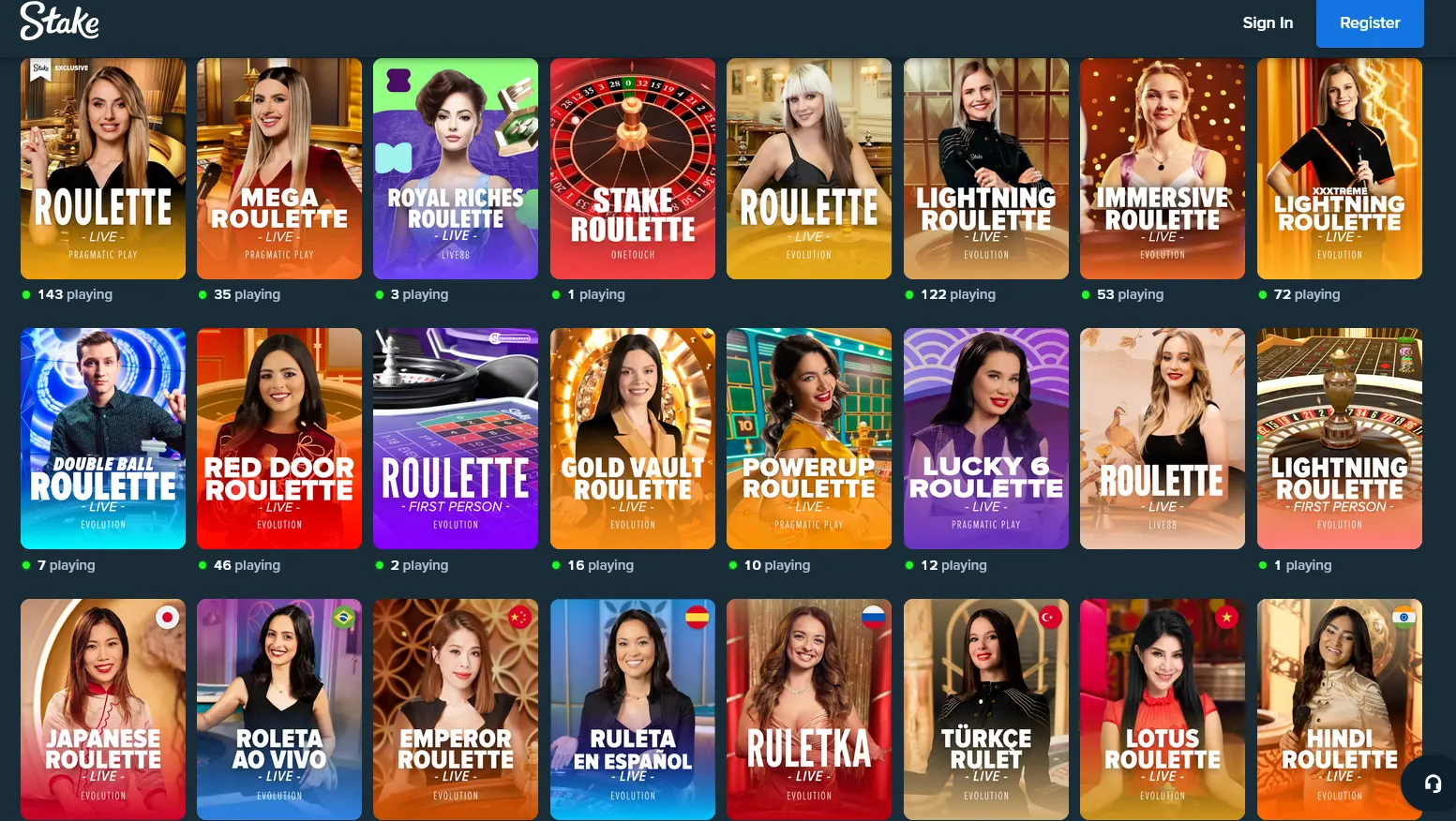 Roulette games and other STAKE CASINO