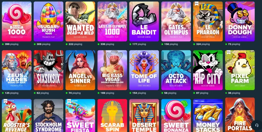 Types and variety of stake casino slots online
