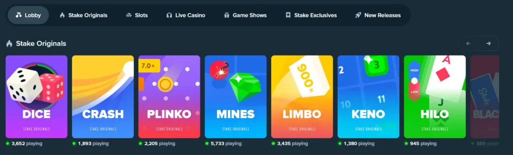 Types of games stake casino slots
