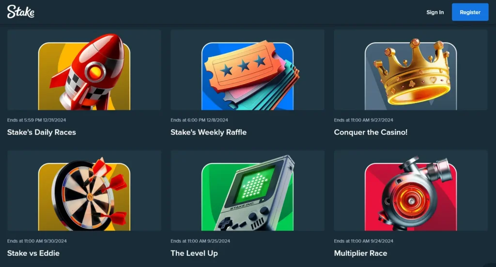 Promotions list and bonus stake casino